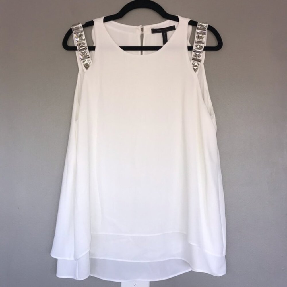 BCBG Chiffon Top with Rhinestones Size Large